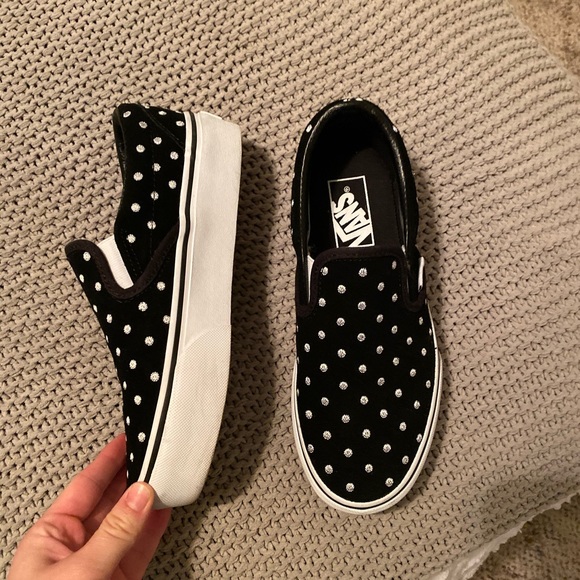vans slip on platform polka dot